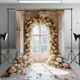 Aperturee - Aperturee Floral Sweet Pink Window Photography Backdrop